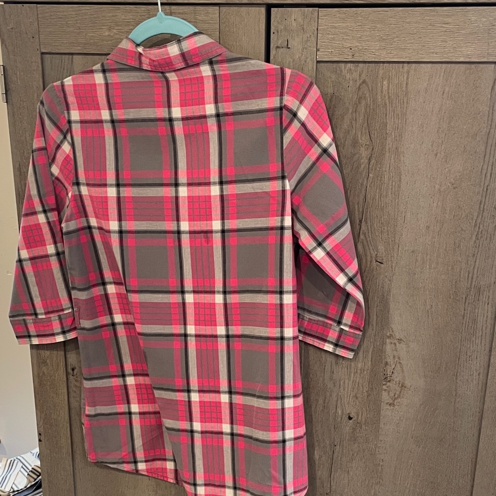 Faded glory Pink and Gray Plaid Button Down Shirt - Picture 2 of 3
